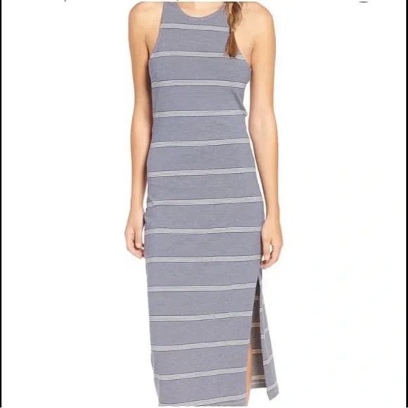 Roxy | Dresses | New Roxy Open Back Body Con Midi Maxi Dress Blue Cream  Striped Beach Surf Casual | Poshmark